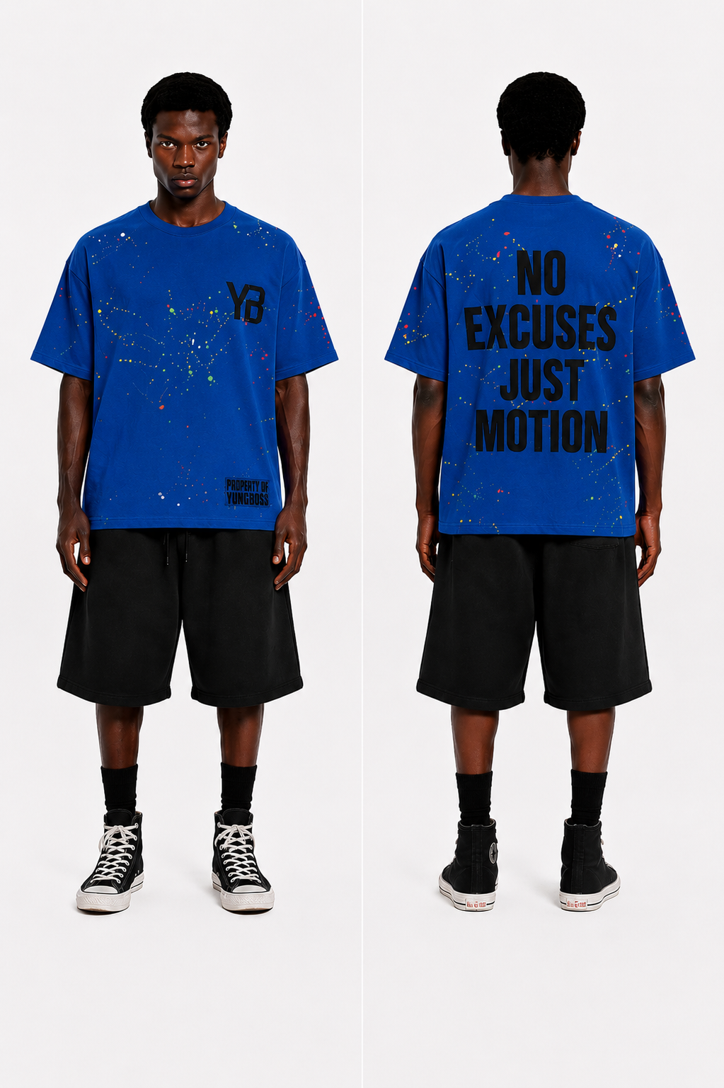 Blue Yungboss splatter tee