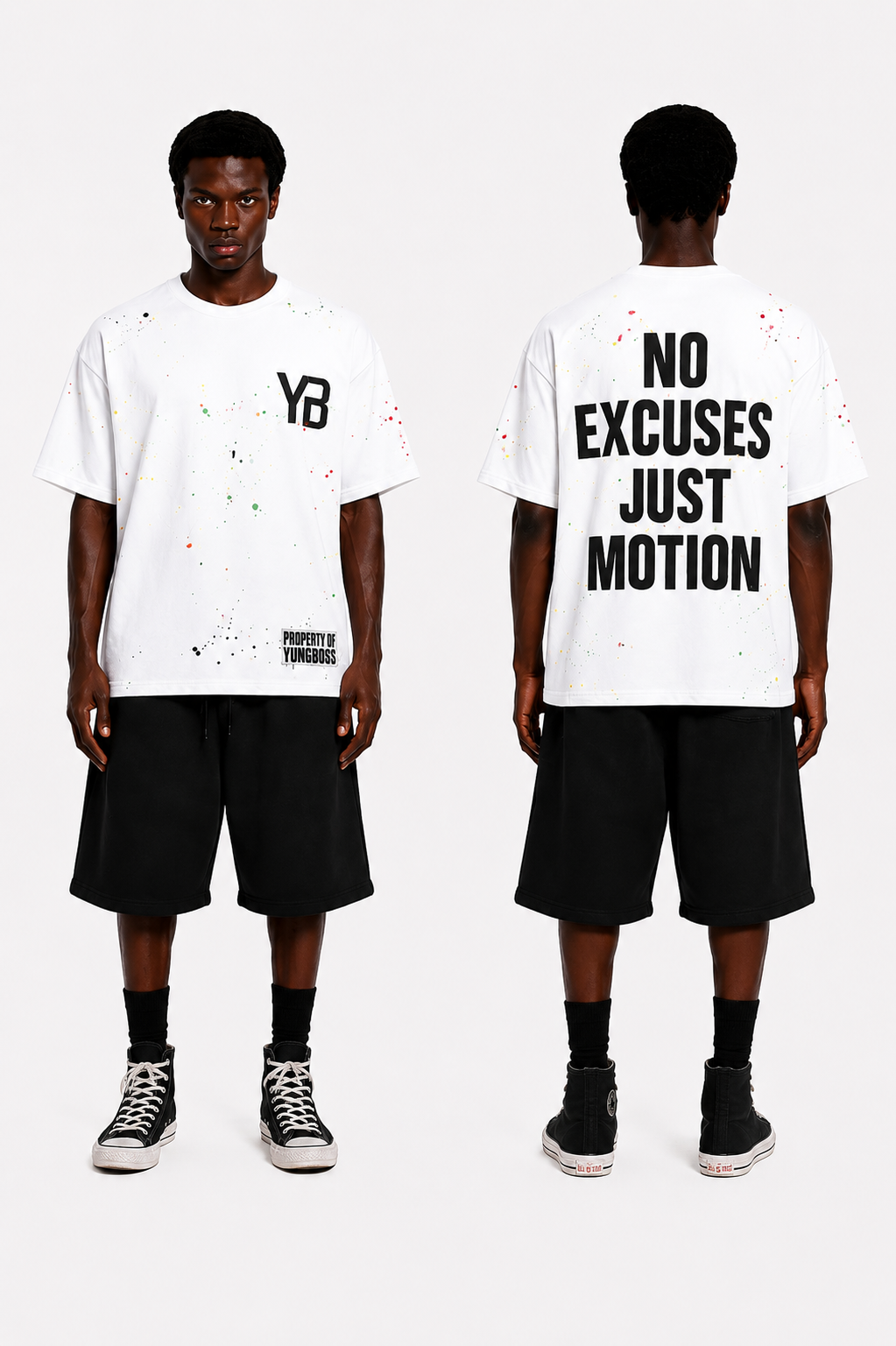 White Yungboss splatter art tee