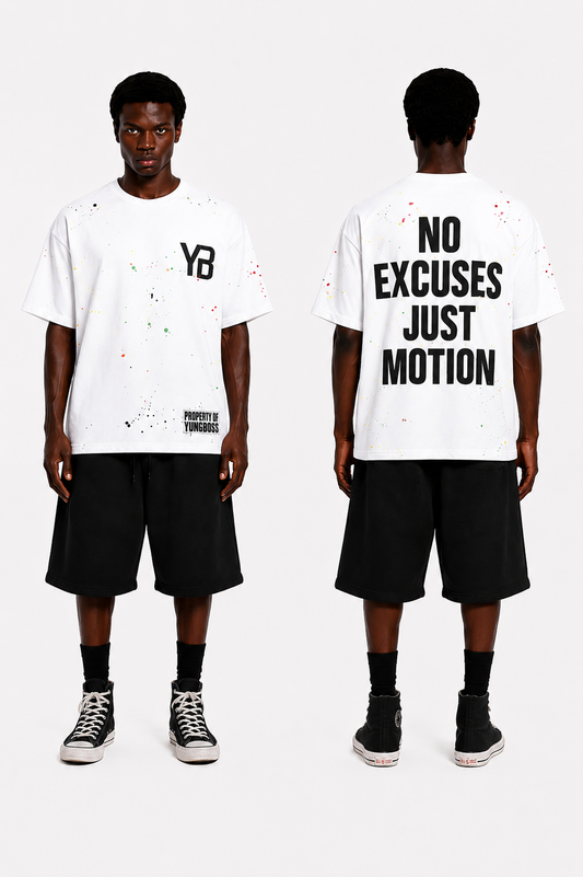 White Yungboss splatter art tee